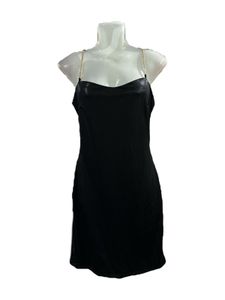 Elegant Black Chain Strap Slip Dress