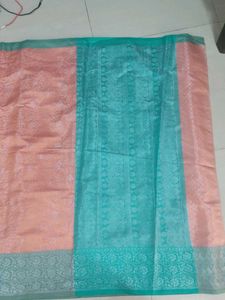 Beautiful Peach & Teal Saree