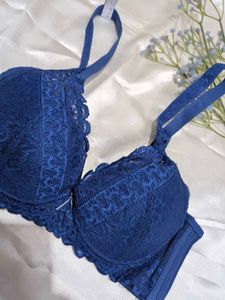 Elegant Navy Lace Bra