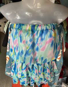 Boho Tie-Dye Strapless Ruffle Dress
