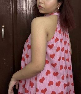 Pink Heart Print Dress