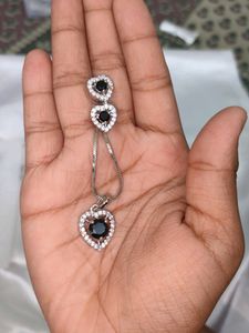 American Diamond Silver Pendant Set