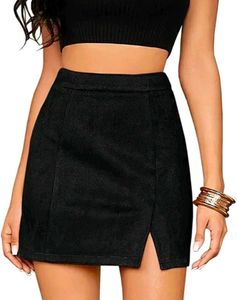 Black Mini Skirt with Slit