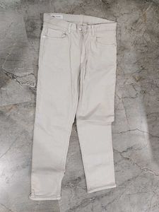 Zara Light Beige Straight Leg Pants