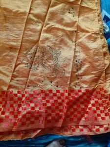 Stunning Orange Saree with Red Border