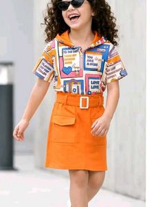 Cute Orange Skirt Set for Girls
