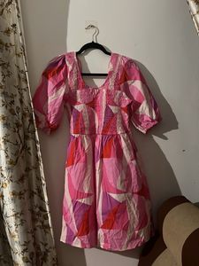 Boho Pink Floral Smocked Maxi Dress