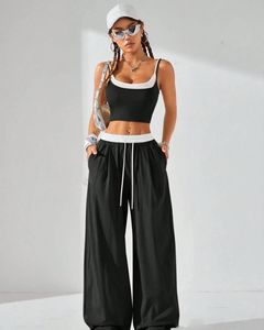 Trendy Wide-Leg Black Pants