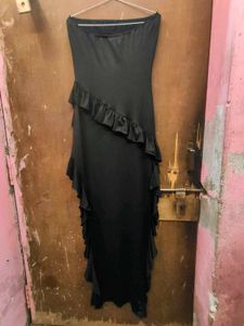 Shein Strapless Maxi Ruffled Dress