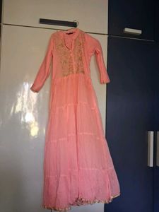 Peach Tiered Anarkali Dress