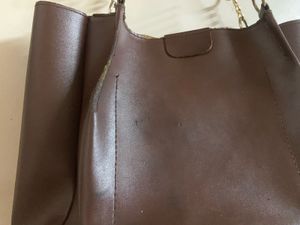 Chic Brown Faux Leather Tote Bag