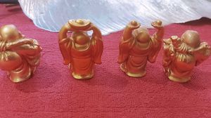 Set of 4 Golden Laughing Buddha Idols