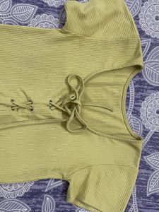 Ribbed Lace-Up Crop Top