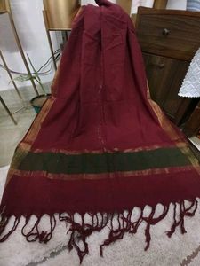 Dual Shade Handloom Cotton Kurta With Zari Border