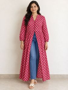 Pink Polka Dot Maxi Kurta