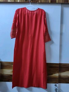 40 Size - Red Ethnic Kurta with Gold Print