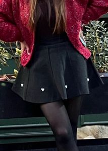 Black Skater Skirt with Pearls