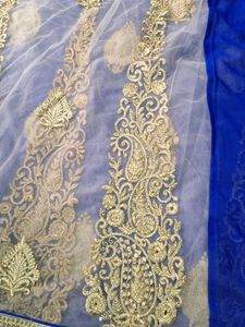Royal Blue Embroidered Saree