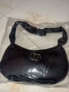 Black Hobo Bag with Silver Hardware