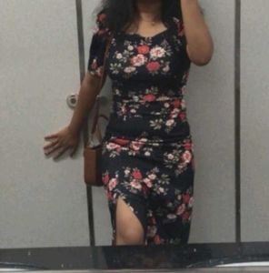 Floral Print Square Neck Dress