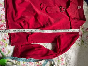 Elegant Red Blouse with Embellishment
