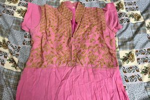 Pink Embroidered Anarkali suit