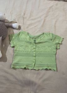 Cute Green Knit Cardigan