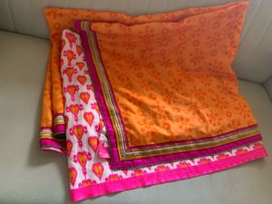 Vibrant Orange &amp; Pink Saree