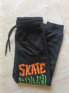 Boys Black Joggers with Skateboard Graphic