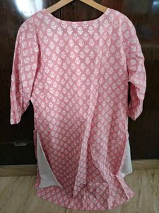 Stylish Pink Printed Kurta with Mirror Work