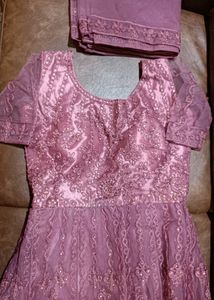 Elegant Mauve Party Wear Gown With Dupatta