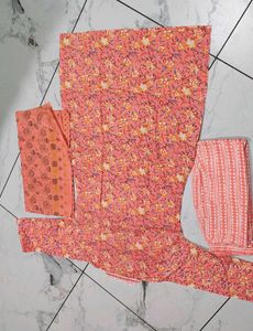Peach Cotton Kurta Set 3XL