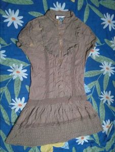 Boho Brown Button-Up Dress