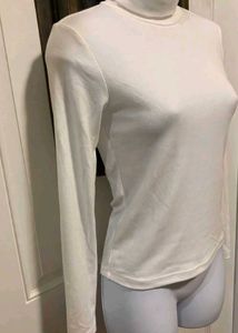 White Turtleneck Long Sleeve Top