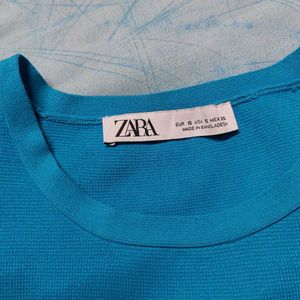 ZARA Blue Sleeveless Crop Top
