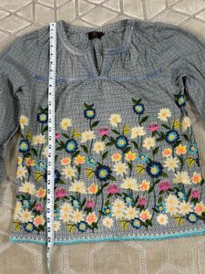 Embroidered Black & White Checkered Kurta