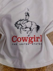 Shein White Cowgirl Graphic T-Shirt