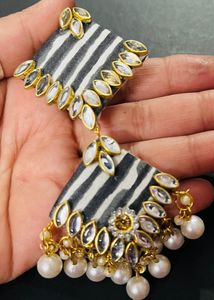 Fancy Fabric Party Wear Long Size Earrings