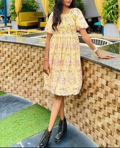 Yellow Floral Smocked Dress