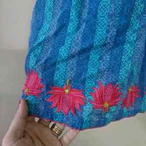 handloom short kurti with embroidery