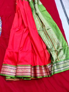 Zari Border Orange Silk Saree ✨