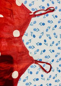 ONLY Red Polka Dot Peplum Crop Top