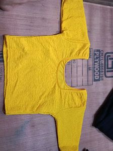 Bright Yellow Textured  blouse