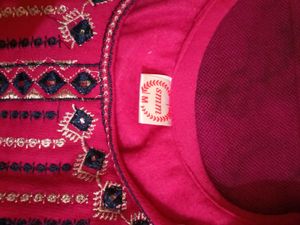 Pink women's woolen kurta