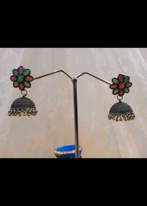 Oxidised Jhumka Earrings