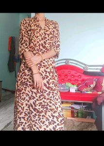 Stylish Leopard Print Kurta plazo Set