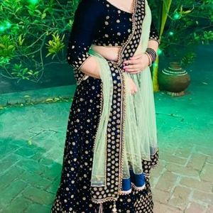 Stunning Navy Blue Embellished Lehenga Choli