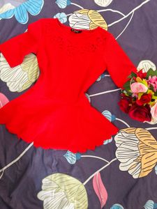 Vibrant Red Fit & Flare Dress