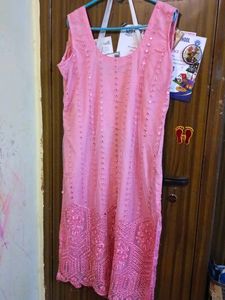 Pink Embellished Kurta Set with Dupatta
