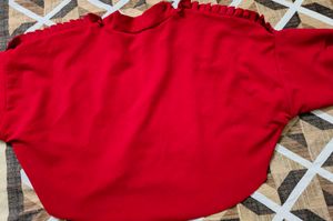 Red Ruffle Detail Top